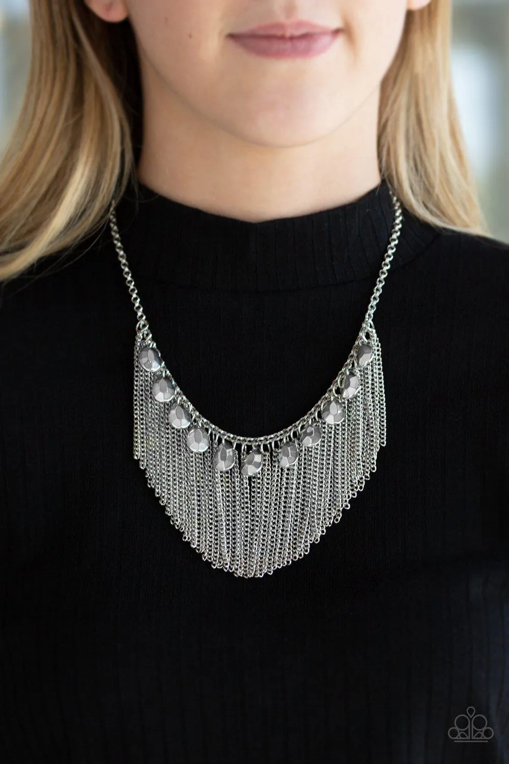 Bragging Rights Silver Fringe Necklace - Paparazzi Accessories