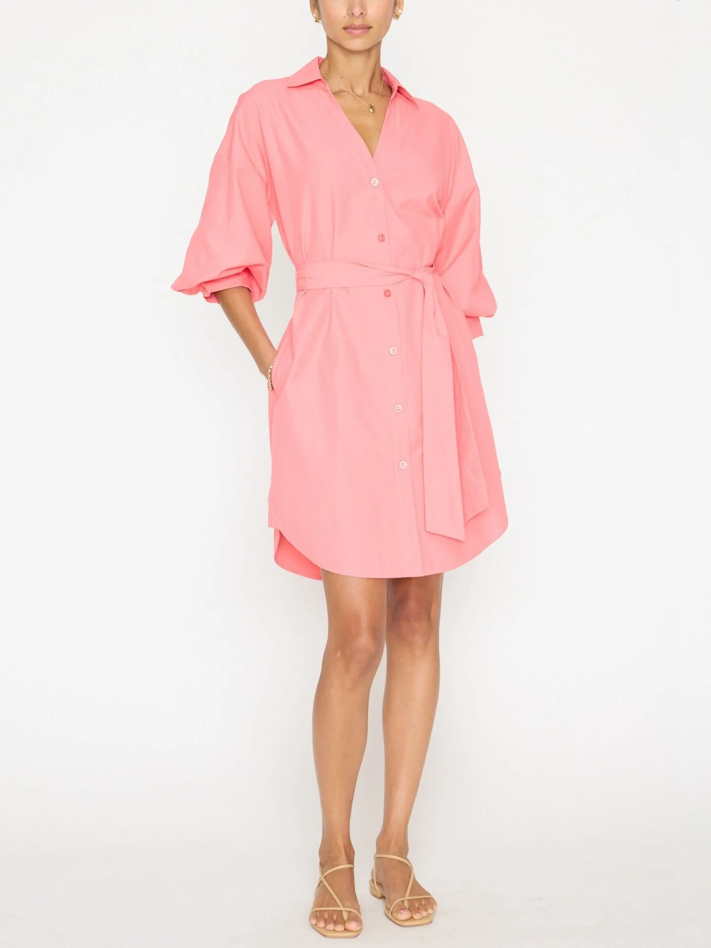 Brochu Walker Kate Belted Dress Bright Coral