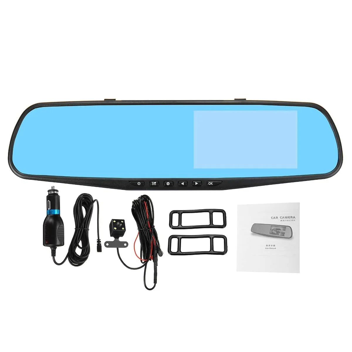 Car DVR Camera 4.3 inch Full HD 1080P Auto Data Recorder Rearview Mirror Dash Digital Video Recorder Dual Lens Camcorder