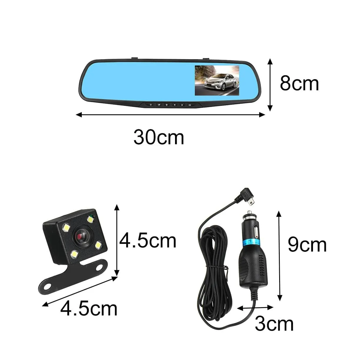 Car DVR Camera 4.3 inch Full HD 1080P Auto Data Recorder Rearview Mirror Dash Digital Video Recorder Dual Lens Camcorder