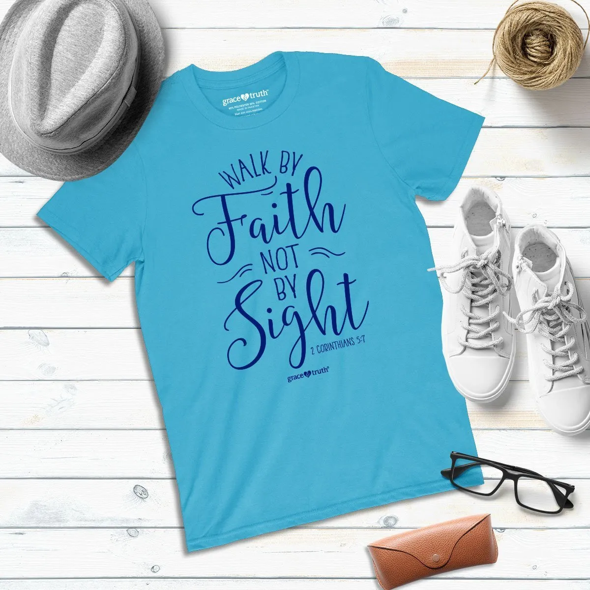 Cherished Girl Grace & Truth Walk By Faith Not By Sight Girlie Christian Bright T Shirt