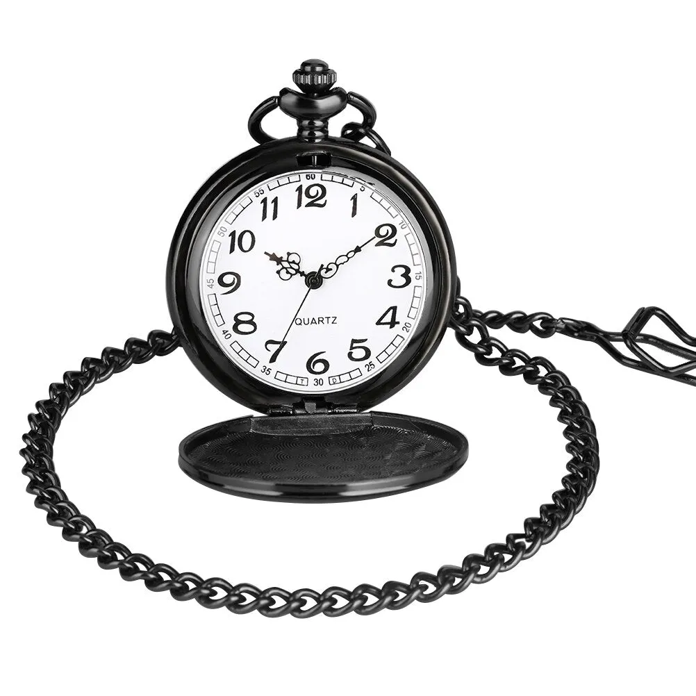 Classic Black Necklace Chain Pendant Pocket Watch