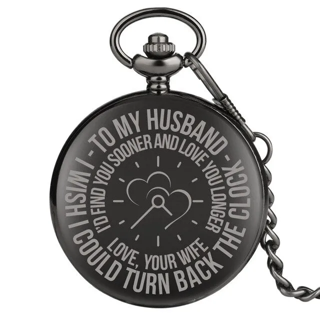 Classic Black Necklace Chain Pendant Pocket Watch