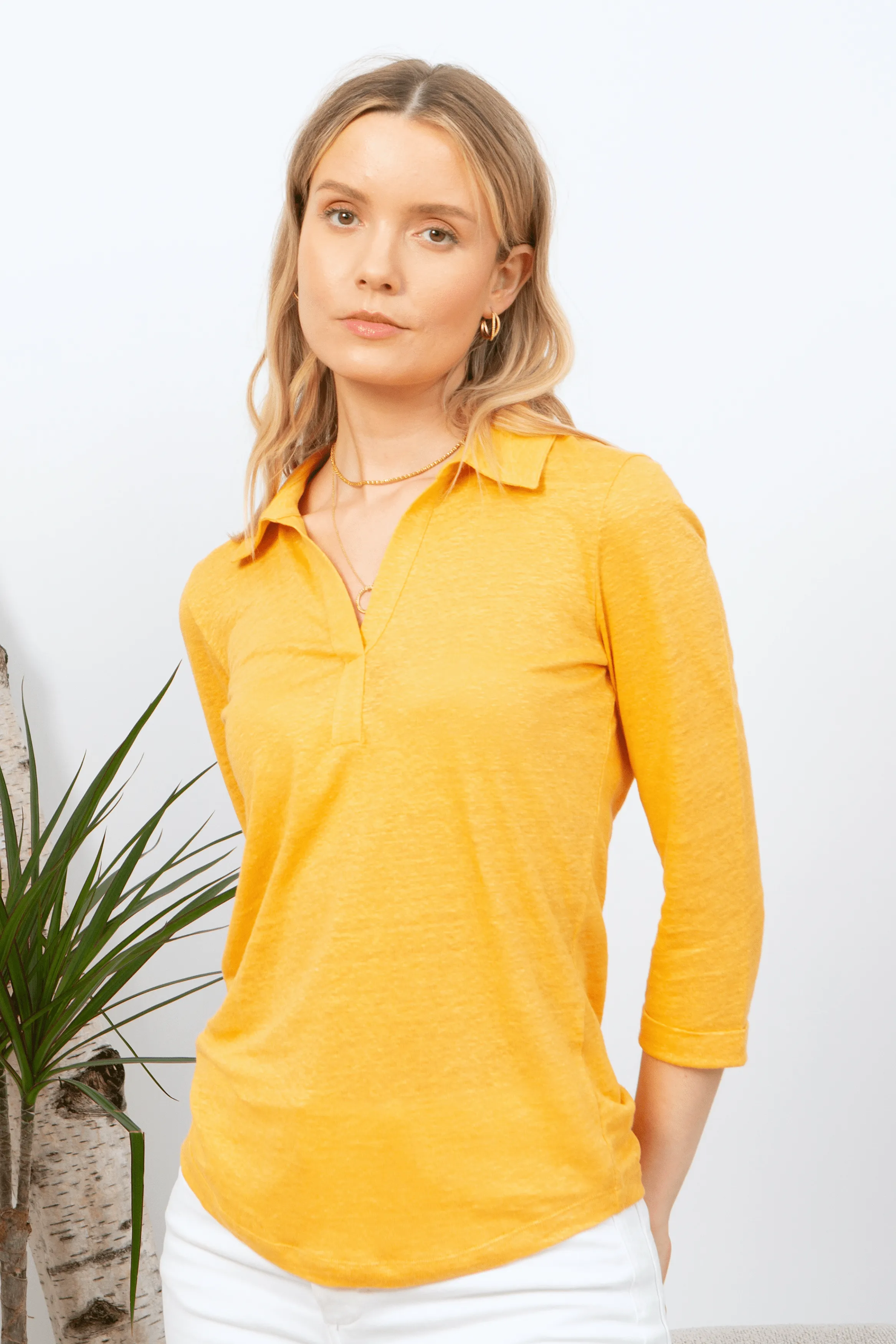 Collared Linen T-shirt | Multiple Colours