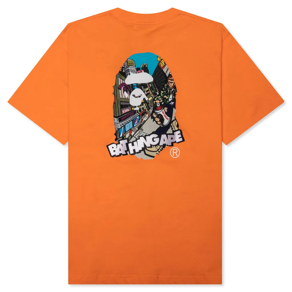 Comic Art Ape Head Relaxed Fit Tee - Orange