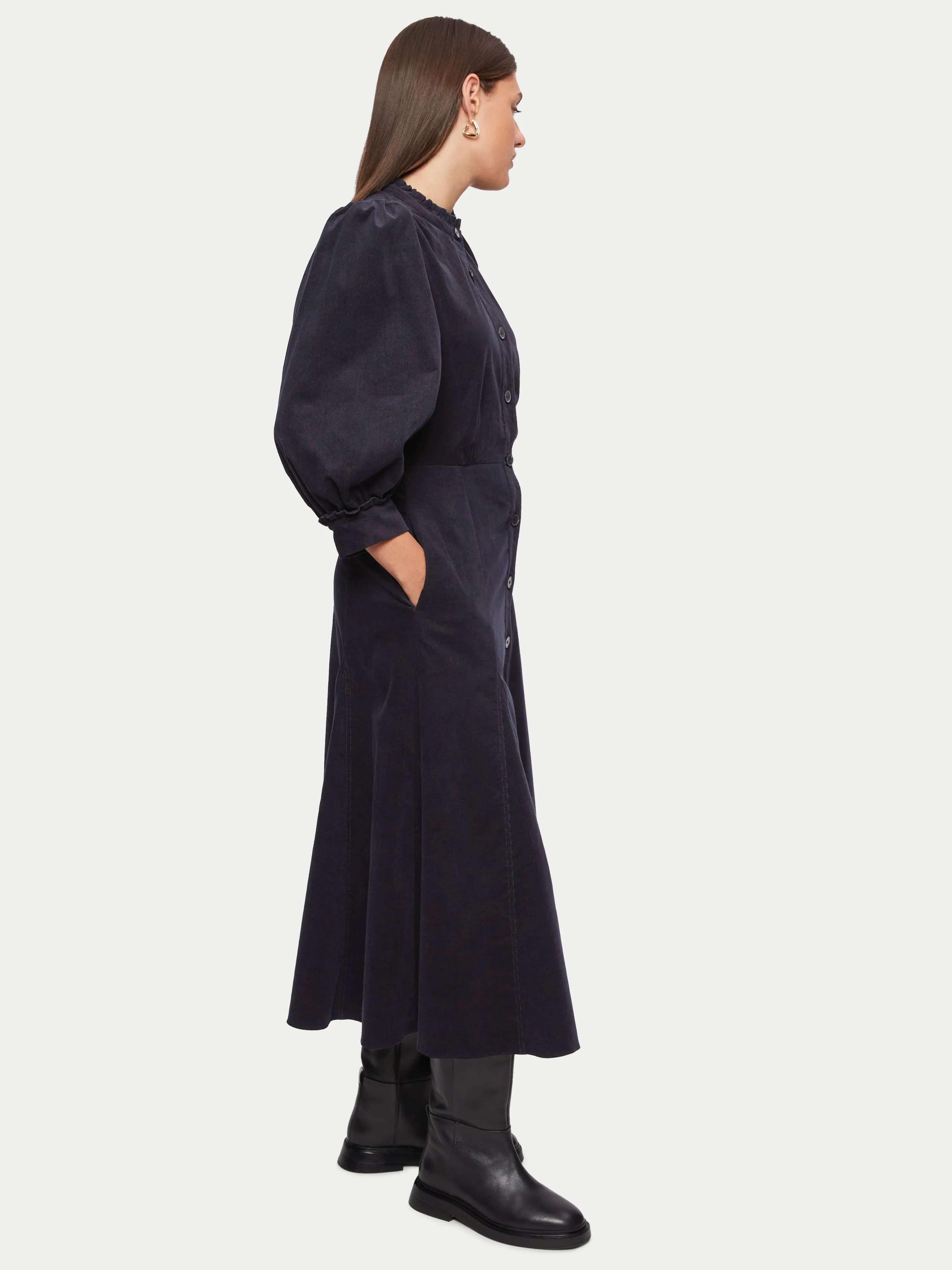 Cord Shirt Dress | Navy