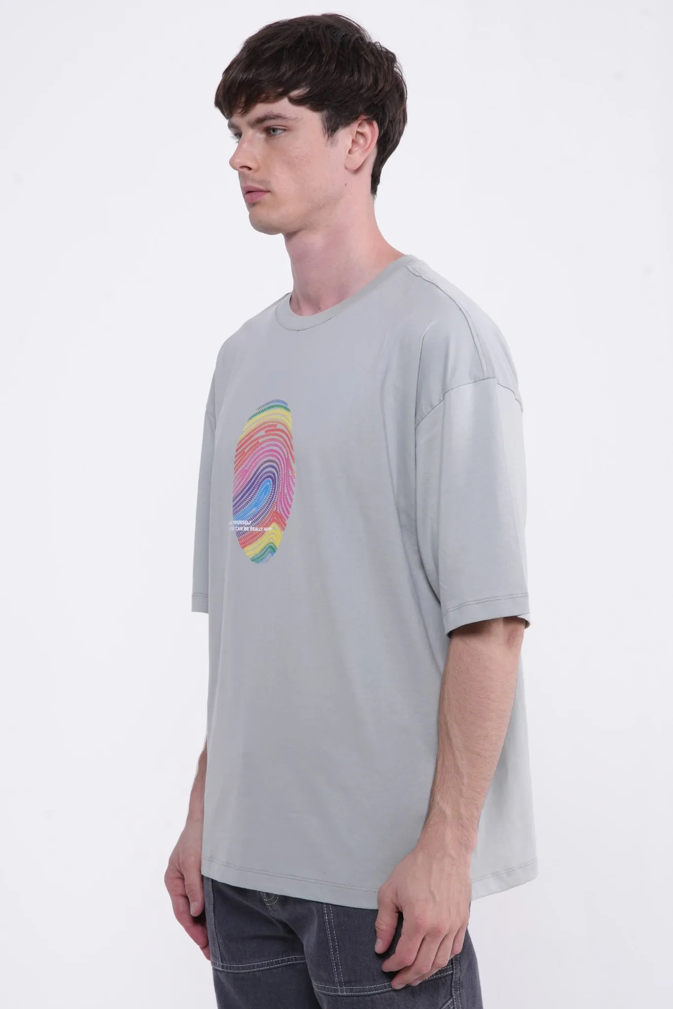 Cosmic Finger Print Oversized Tee Stone