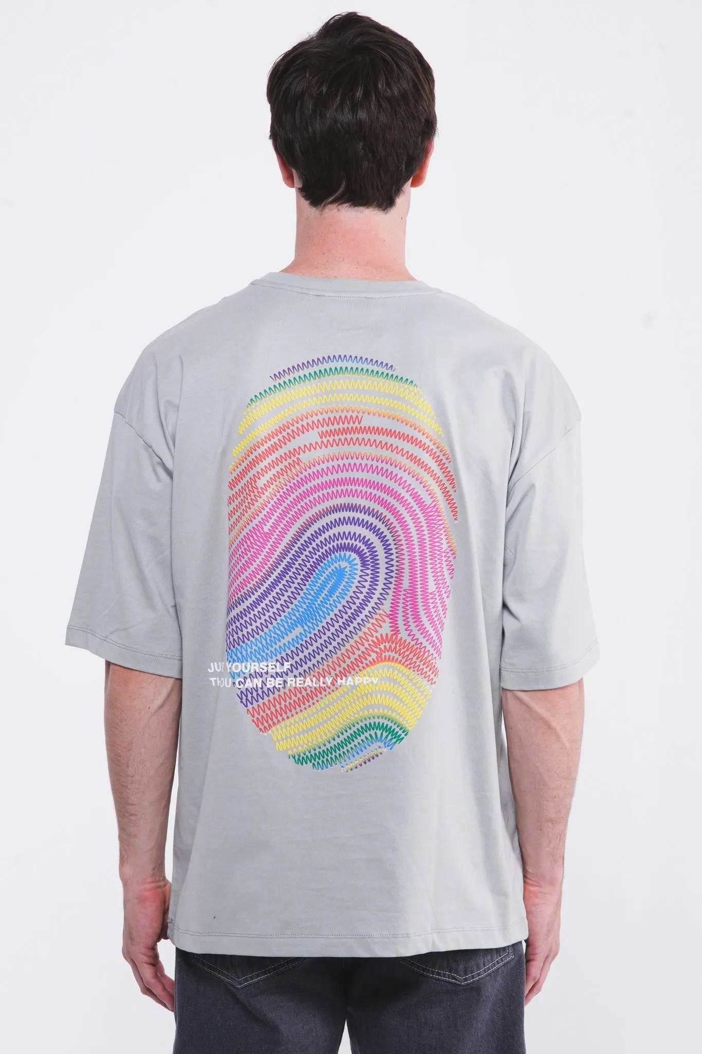 Cosmic Finger Print Oversized Tee Stone