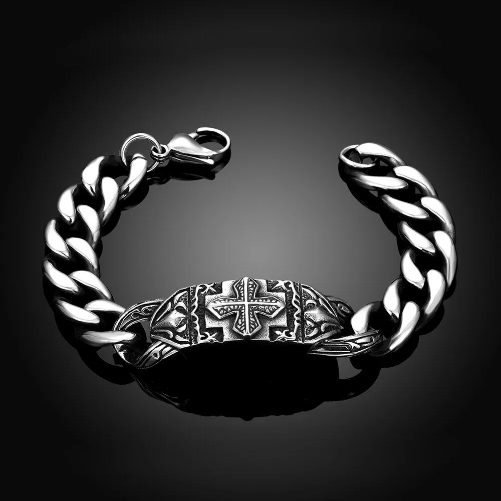 Cross Design Chain Link Stainless Steel Fashion Retro Bracelet