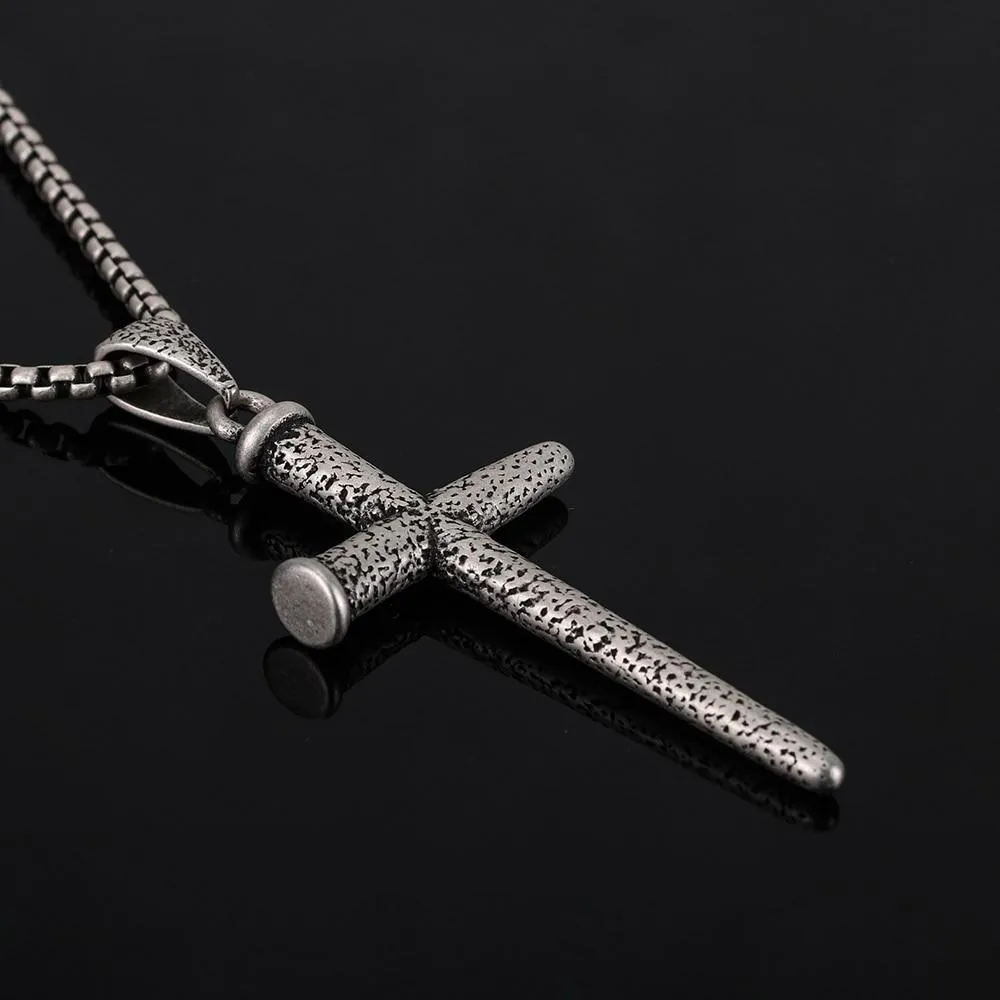 Cross Nail Stainless Steel Pendant Necklace