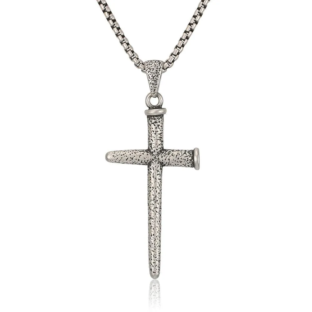 Cross Nail Stainless Steel Pendant Necklace