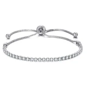 Crystal Adjustable Silver Tennis Bracelet