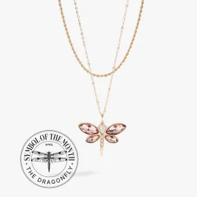 Crystal Dragonfly Double Layer Necklace