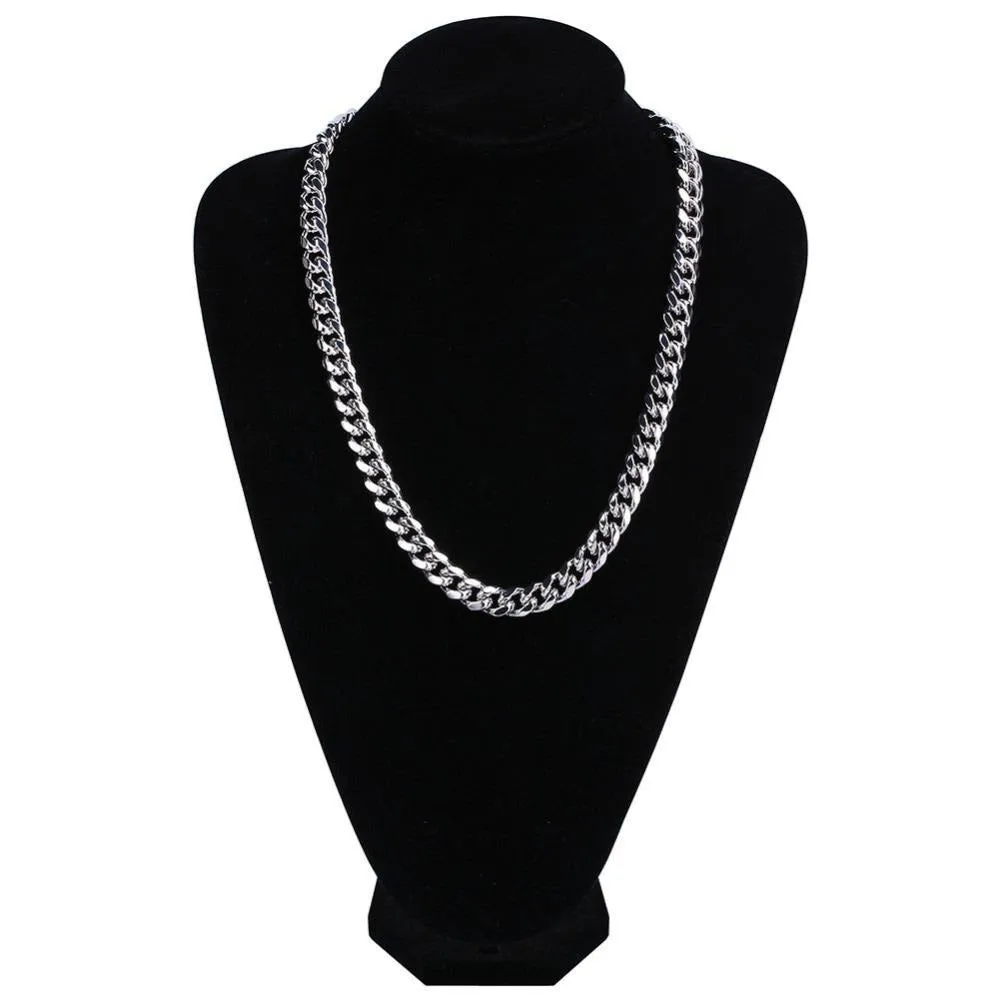 Cubic Zirconia Clasp Cuban Chain Link Hip-Hop Necklace