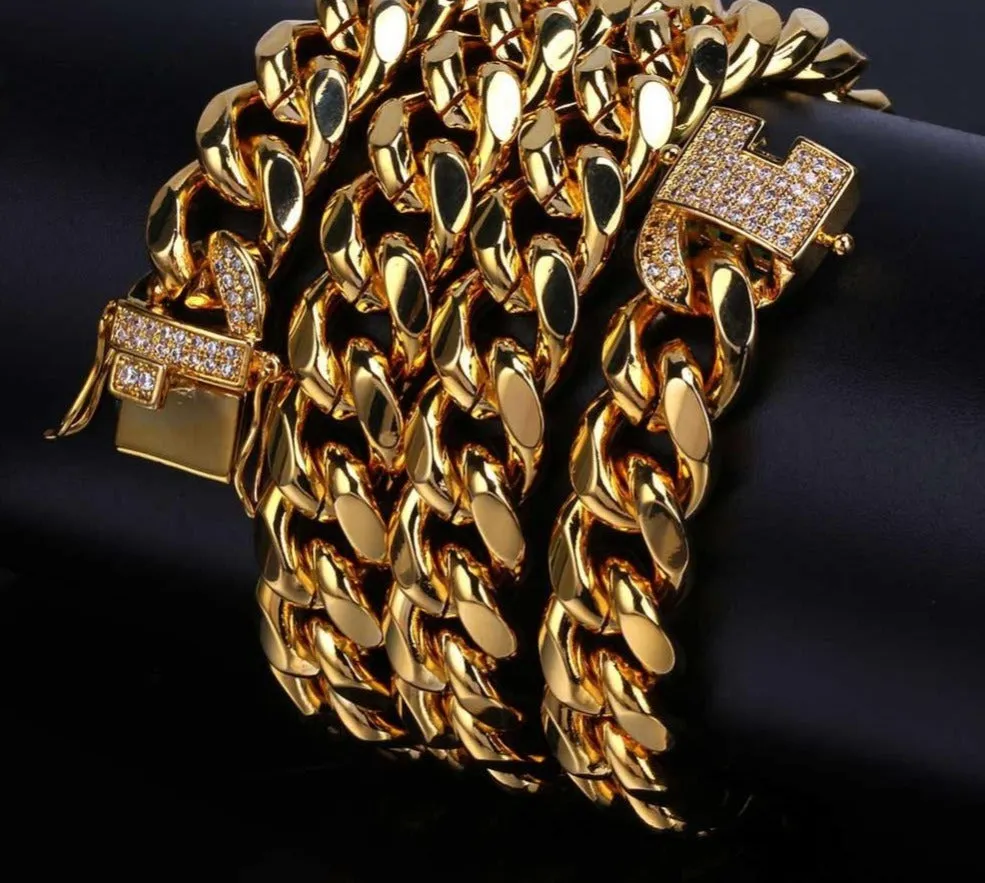 Cubic Zirconia Clasp Cuban Chain Link Hip-Hop Necklace