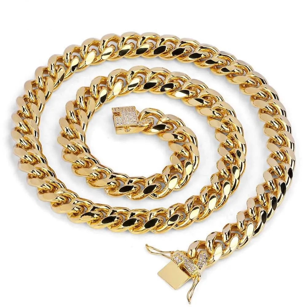 Cubic Zirconia Clasp Cuban Chain Link Hip-Hop Necklace