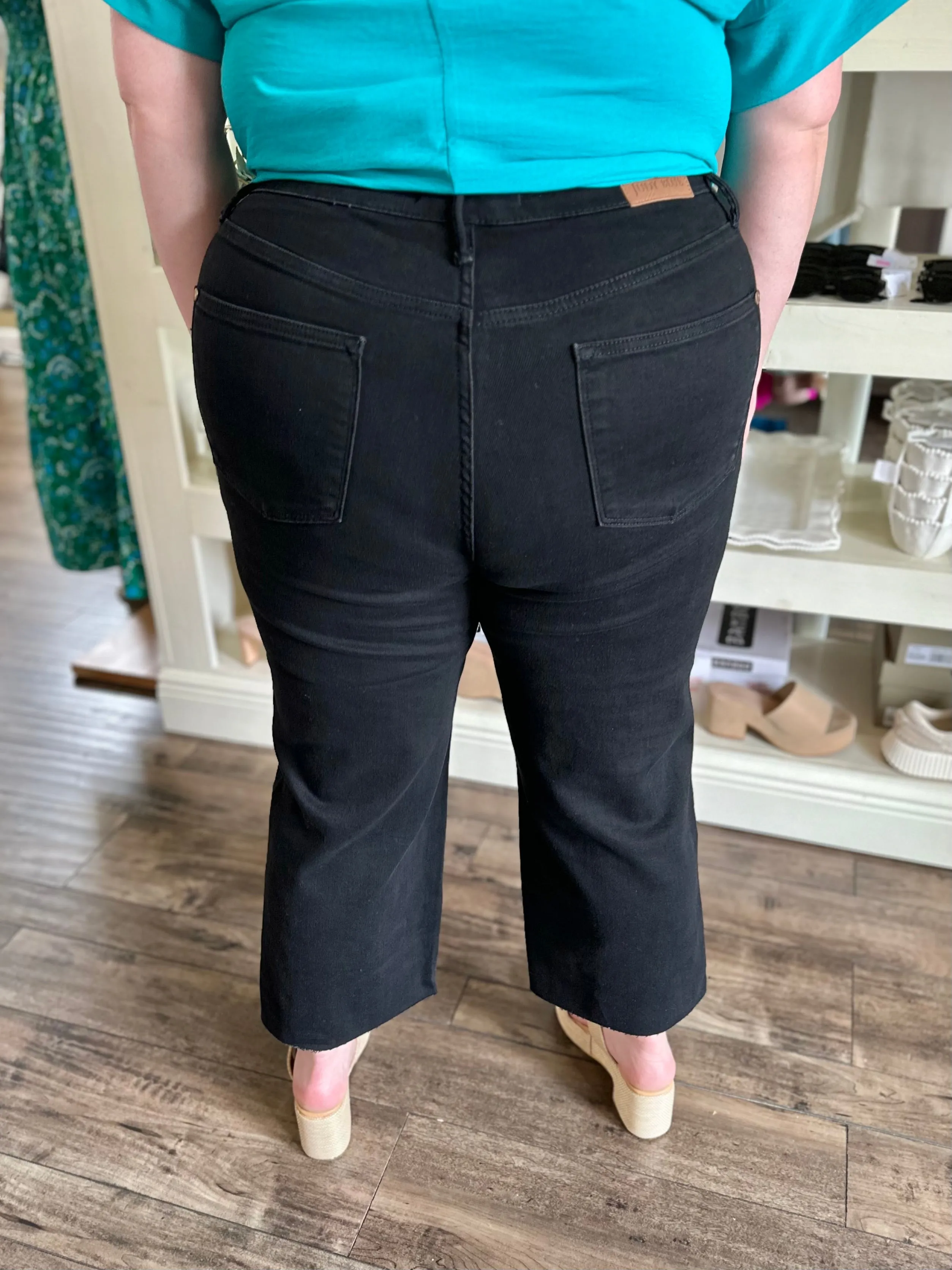 Curvy Black Crop Flare Jeans