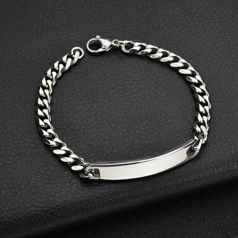 Custom Engrave Link Chain Stainless Steel Personalized Bracelet