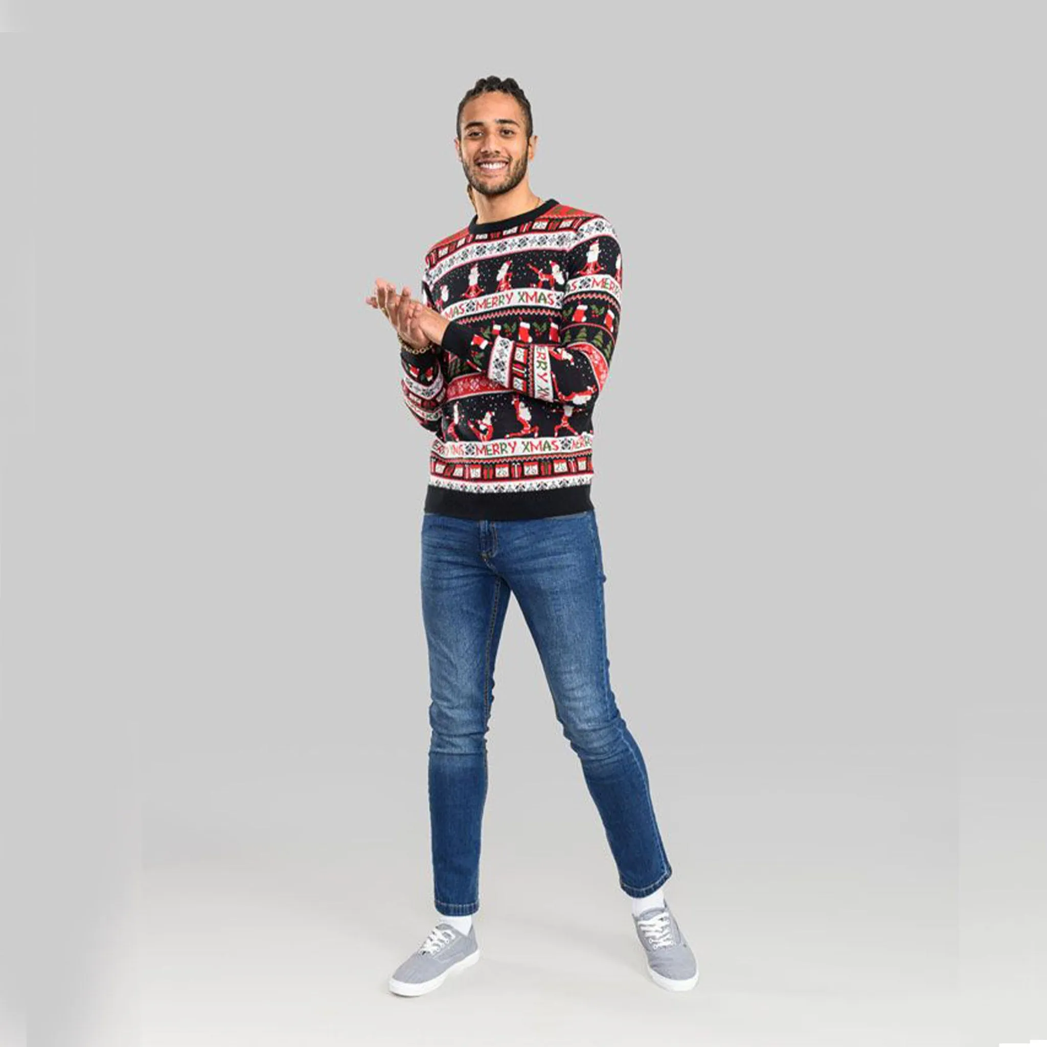 D555 Christmas Jumper - Eggnog Black/Red