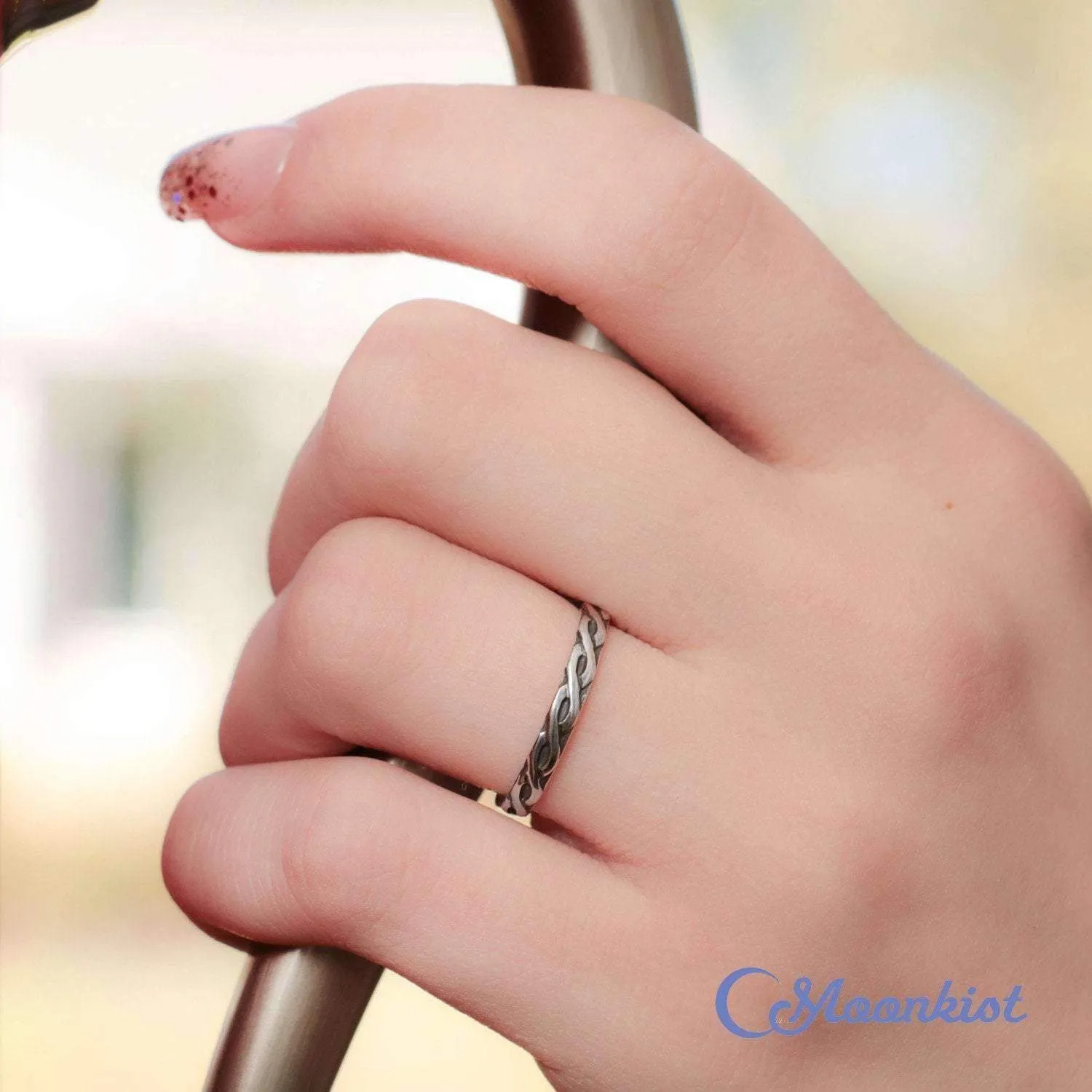 Dainty Silver Celtic Womens Wedding Band | Moonkist Designs