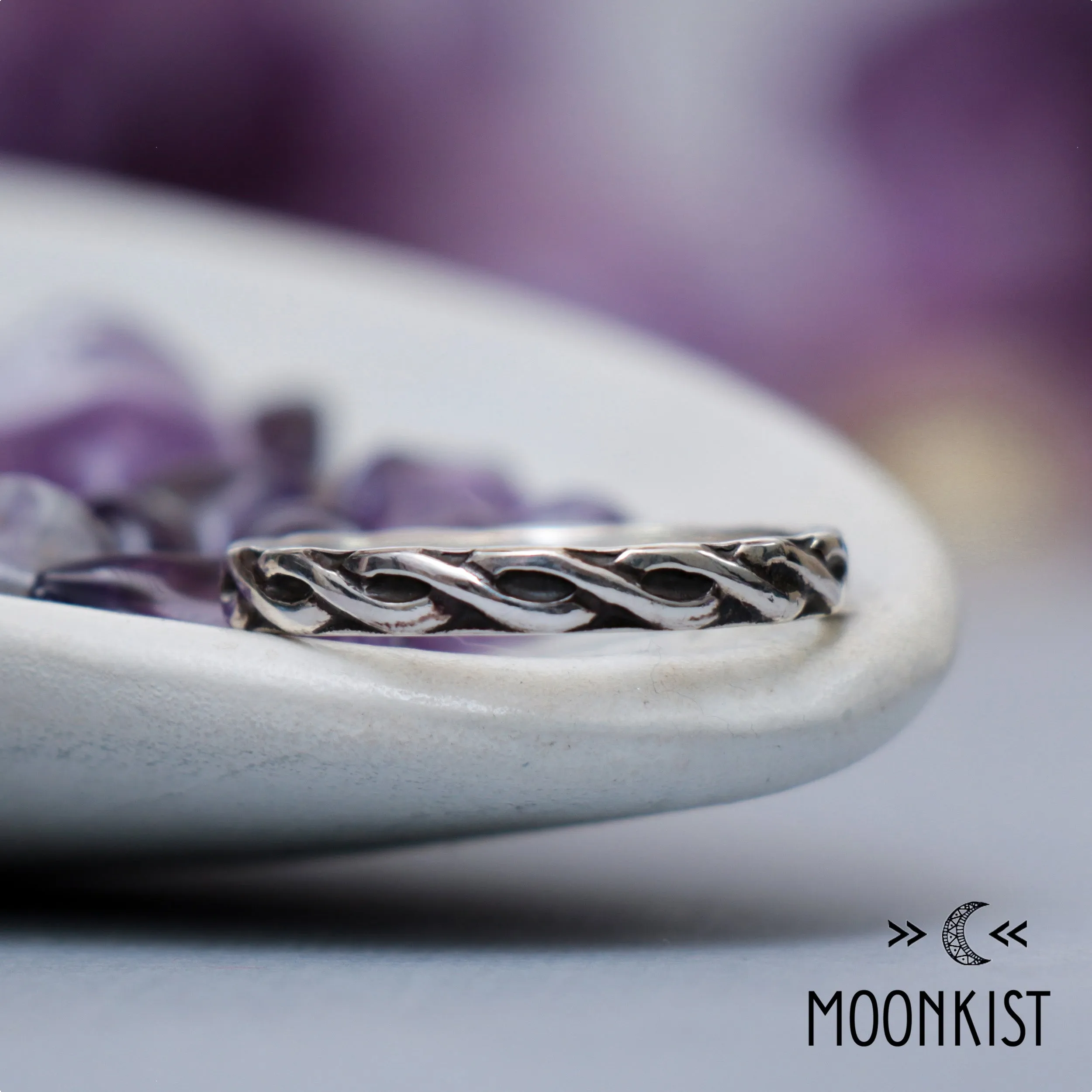 Dainty Silver Celtic Womens Wedding Band | Moonkist Designs