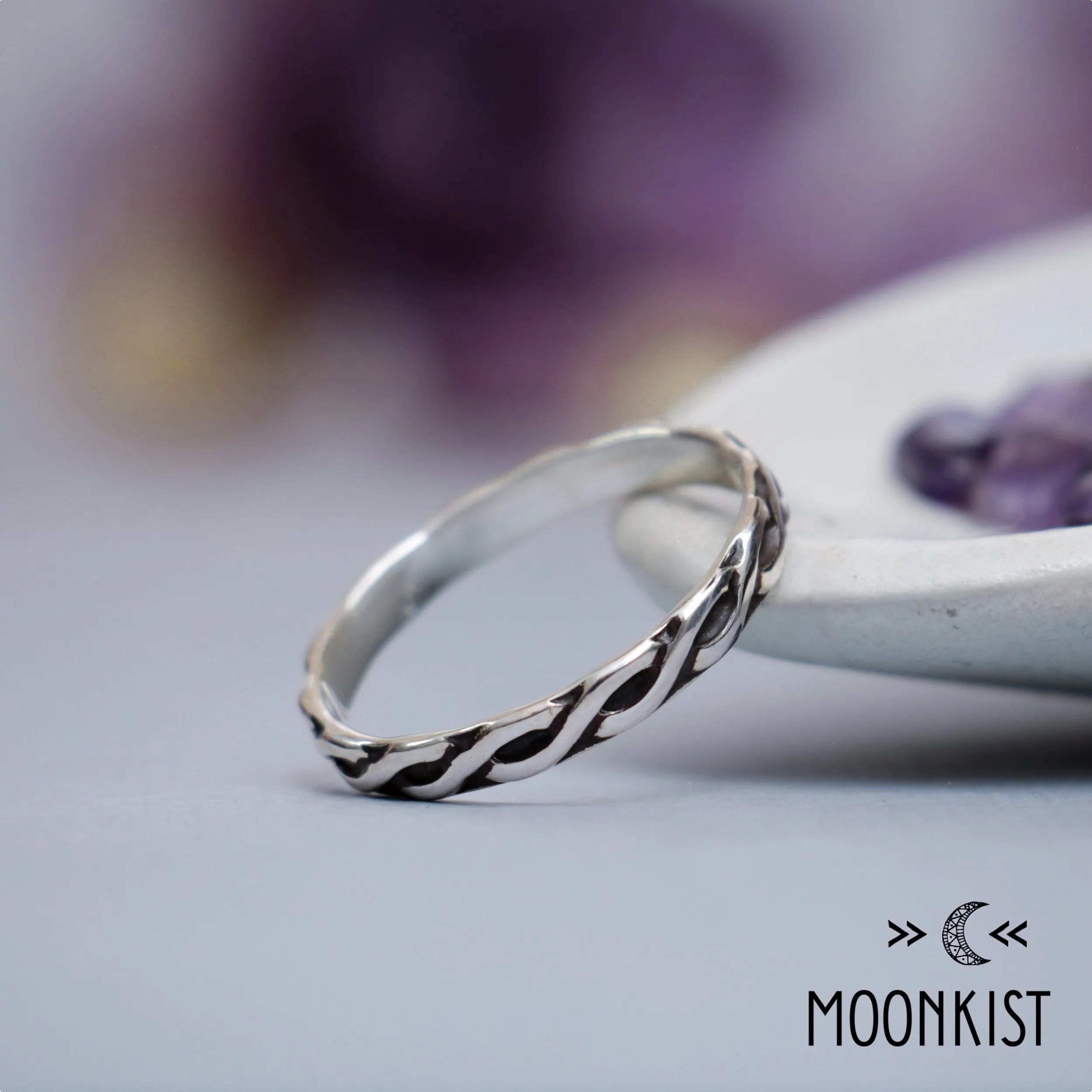 Dainty Silver Celtic Womens Wedding Band | Moonkist Designs