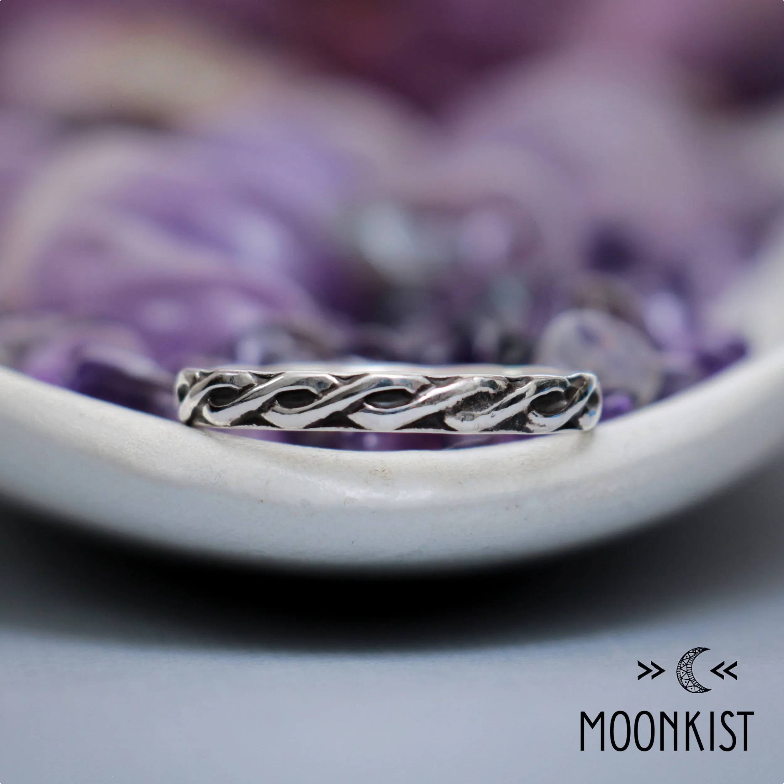 Dainty Silver Celtic Womens Wedding Band | Moonkist Designs