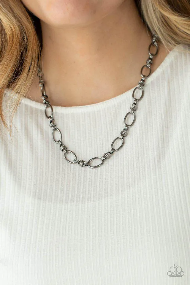 Defined Drama Gunmetal Black Chain Necklace - Paparazzi Accessories