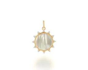 Diamond And White Mother Of Pearl Sun Charm Only