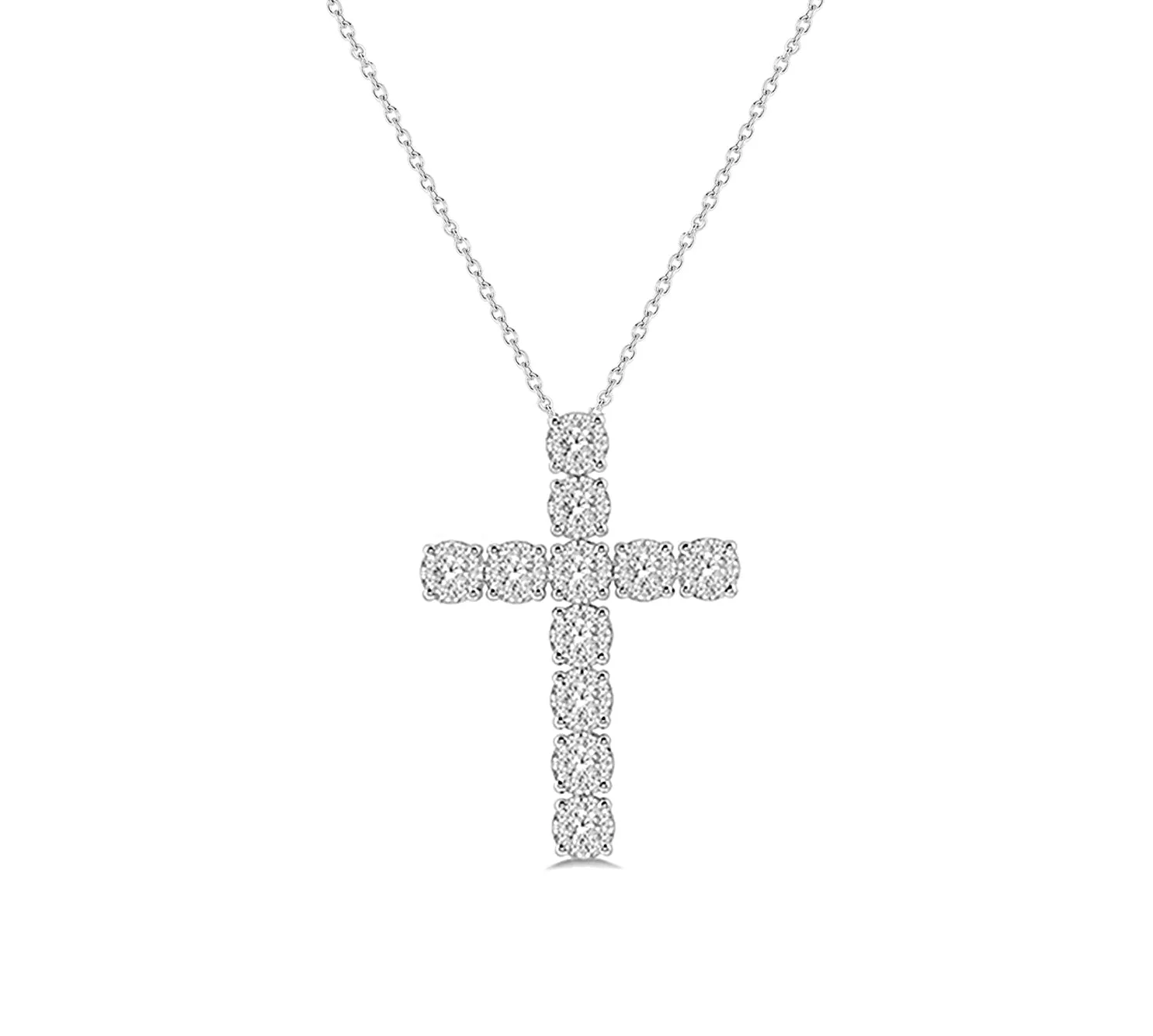 Diamond Cluster Cross In 14k White Gold