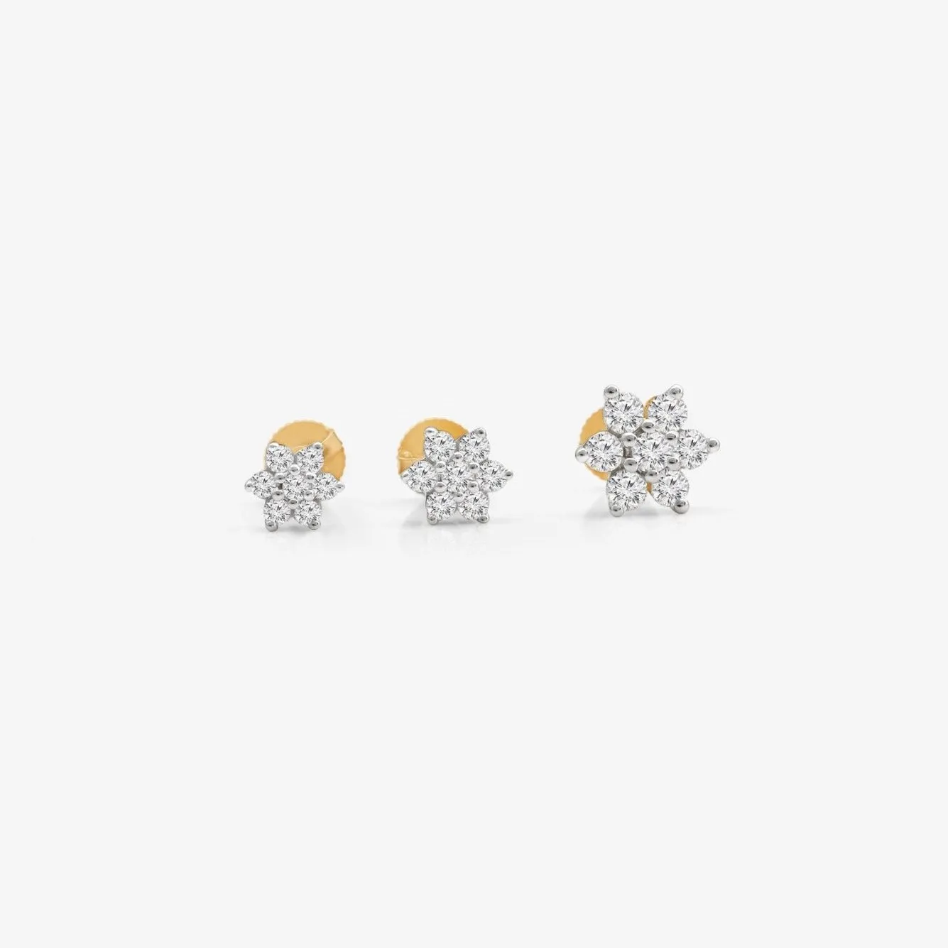 Diamond Flower Screw Back Earring