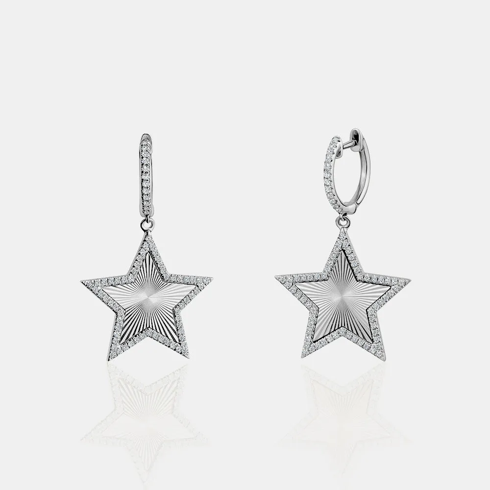 Diamond Fluted Star Earrings