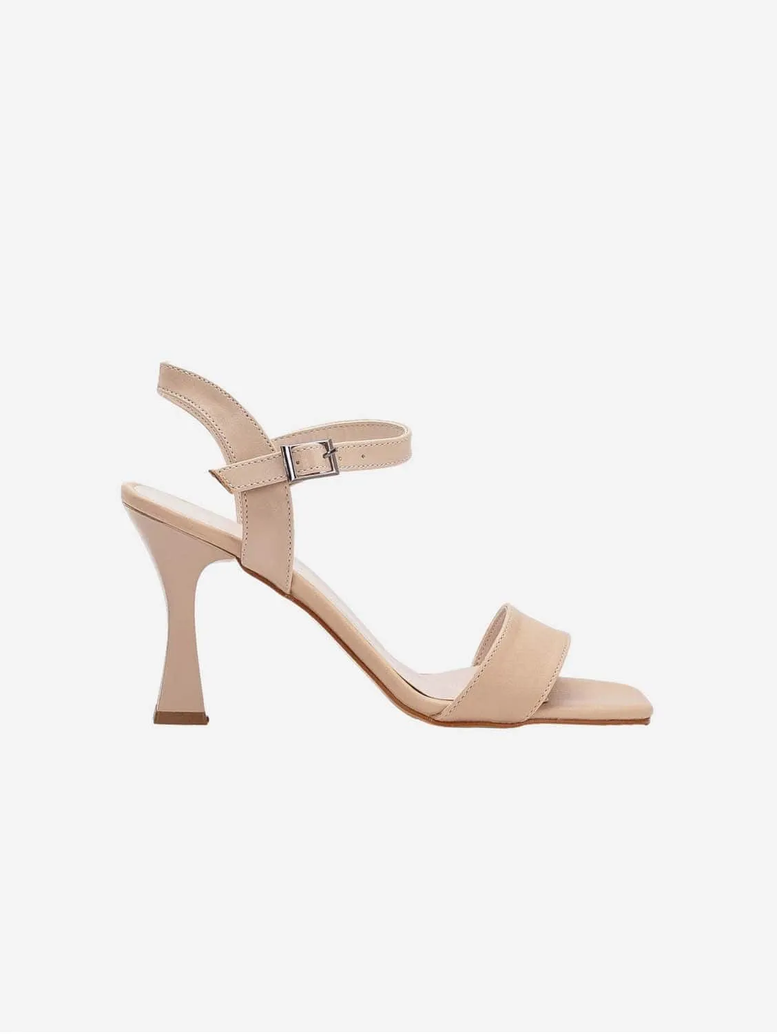 Donna Women's Open Toe Heeled Vegan Leather Shoes | Beige