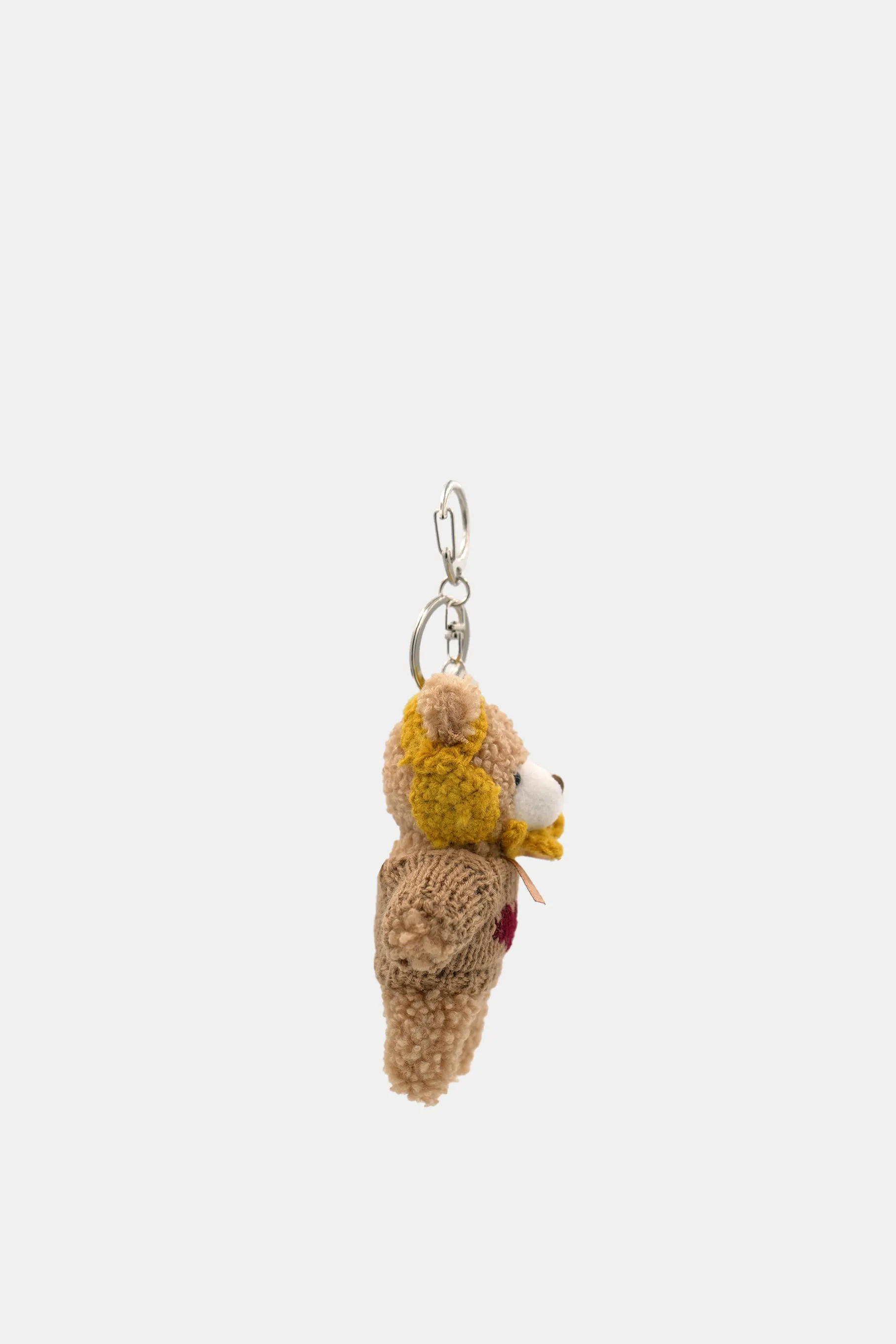 Earmuff Teddy Bear Key Chain, Beige