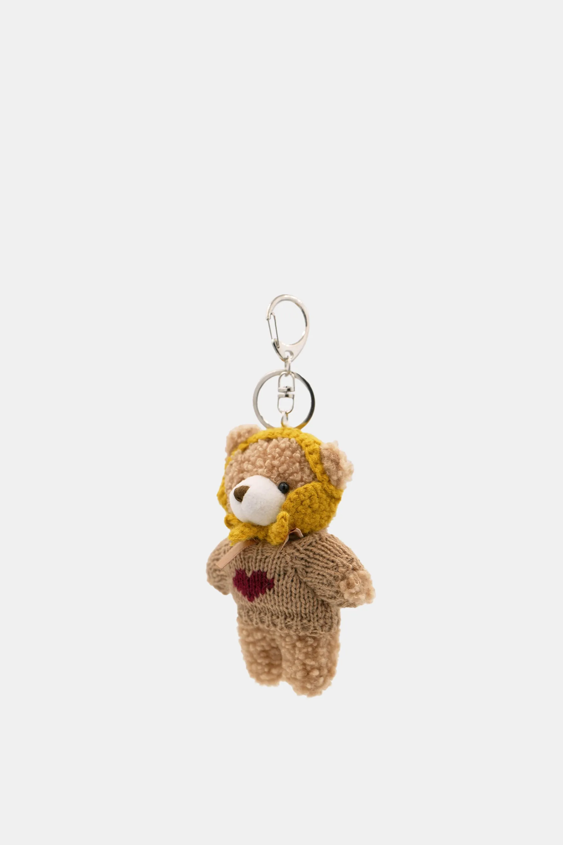 Earmuff Teddy Bear Key Chain, Beige