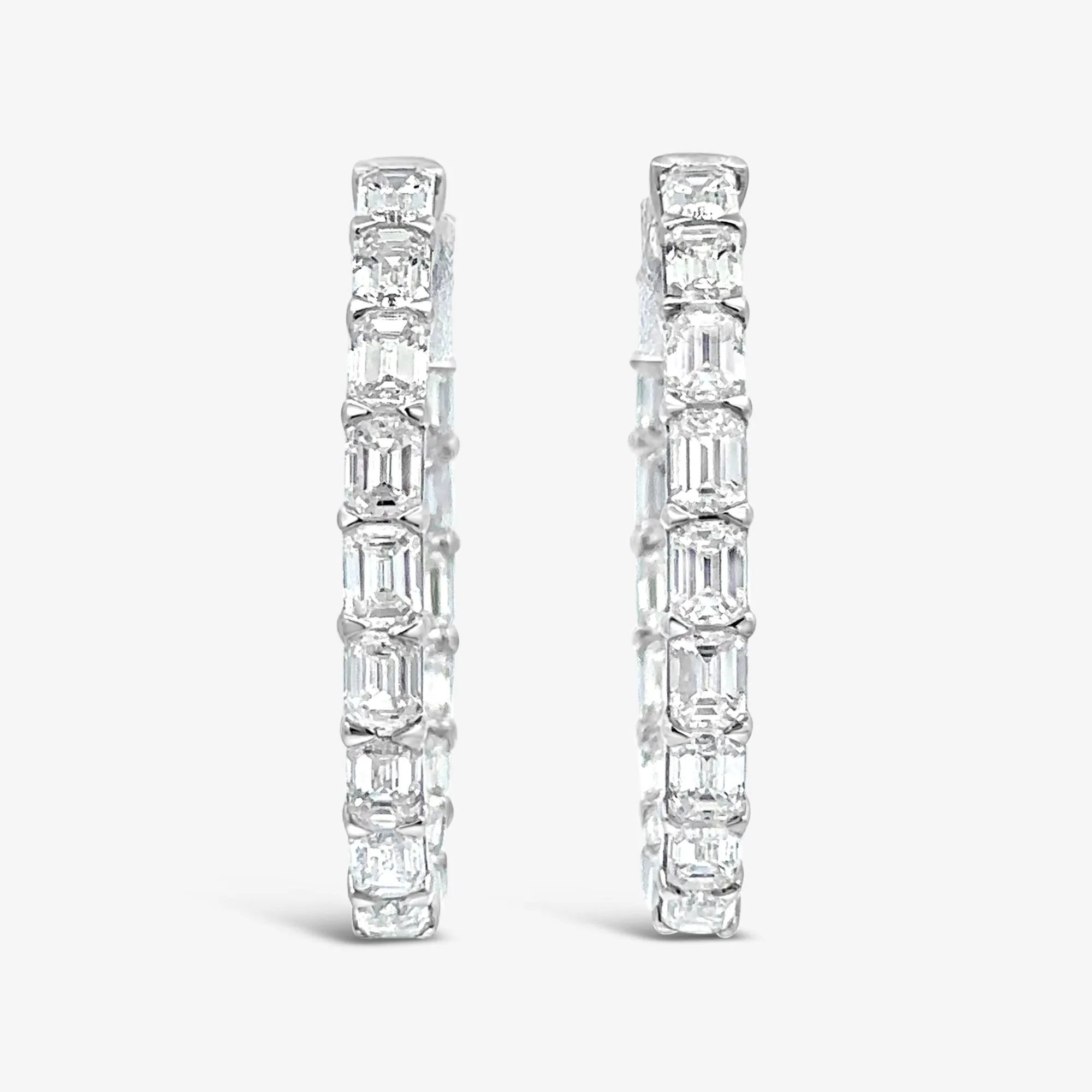 Emerald Cut 3.40CT Eternity 1 Hoop Earrings