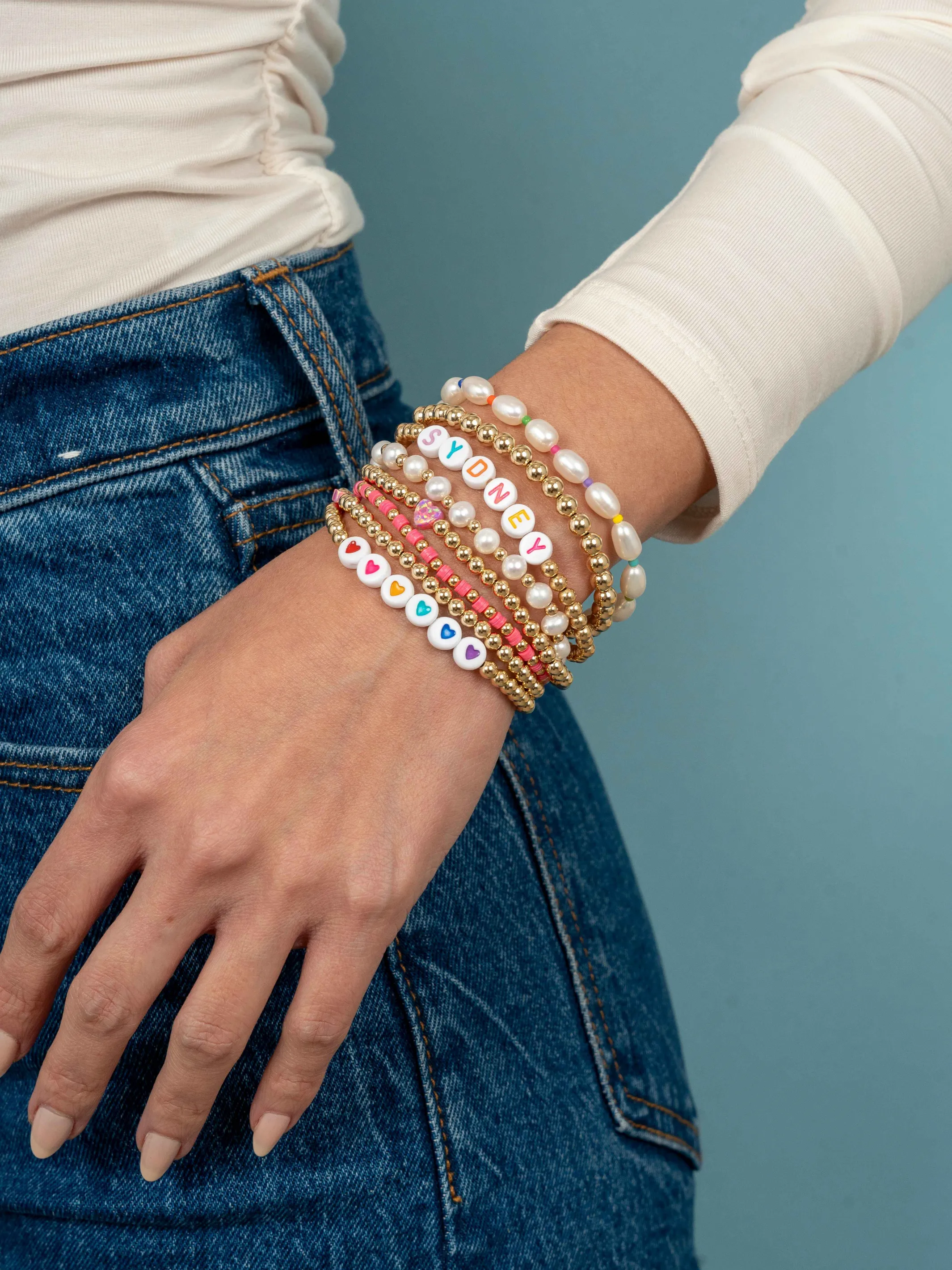 Emma Rainbow Pearl Stretch Bracelet