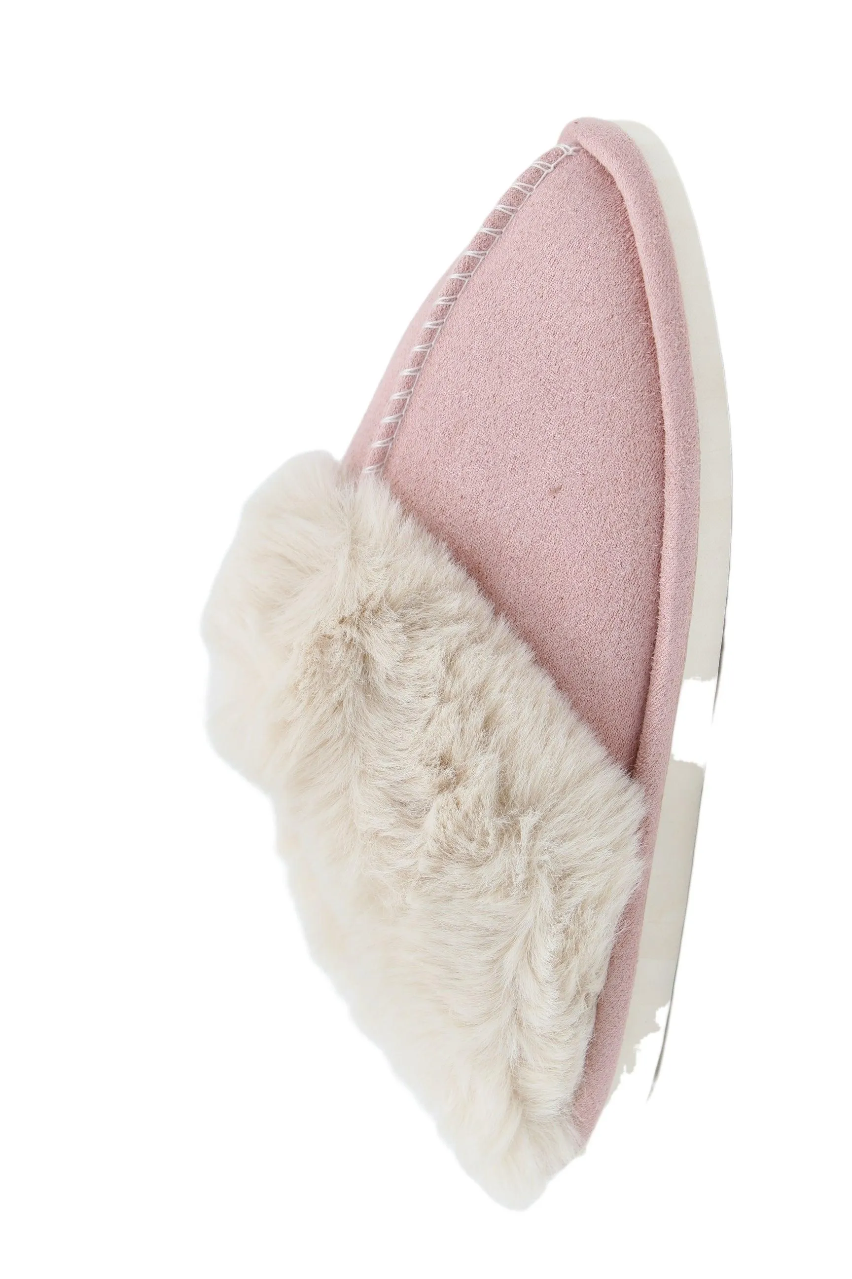 FABUCCI Pale Pink Faux Fur Lined Slippers