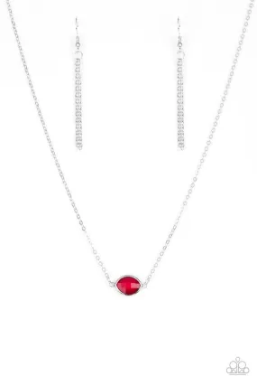 Fashionably Fantabulous Silver and Red Gem Necklace - Paparazzi Accessories