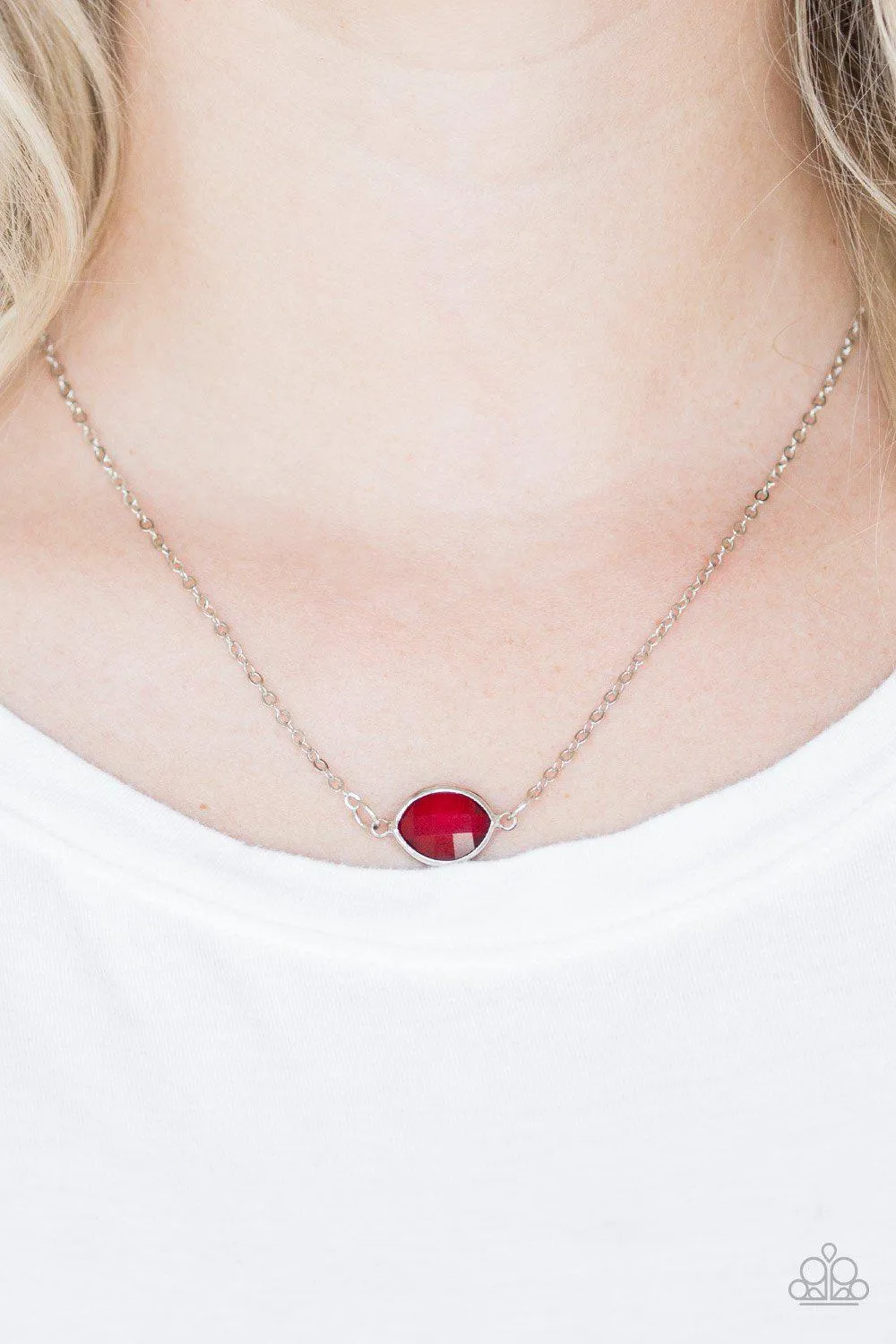 Fashionably Fantabulous Silver and Red Gem Necklace - Paparazzi Accessories