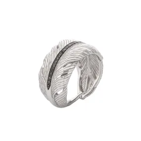 Feather Cuff Ring with Diamonds