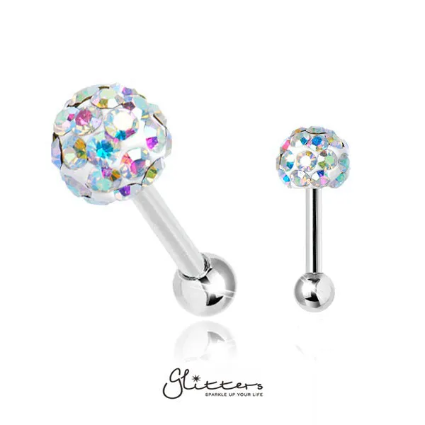 Ferido Crystal Disco Ball Top with Surgical Steel Tragus Barbell-Aurora Borealis