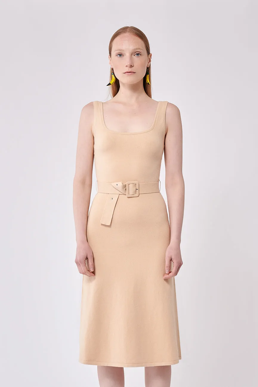 Fieno Nude Peachskin Midi Tank Dress