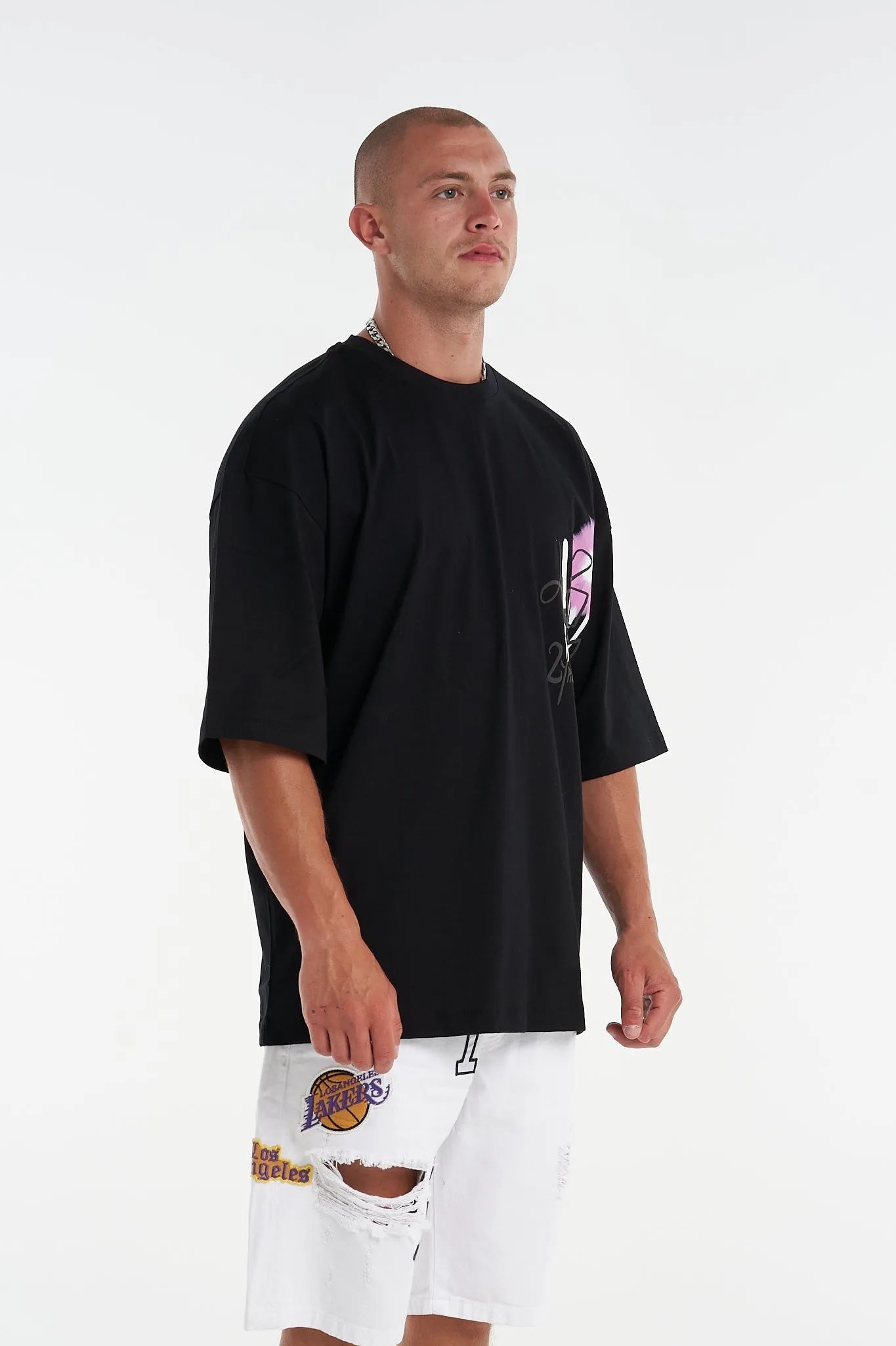 Flower Splash Overszied Tee Black