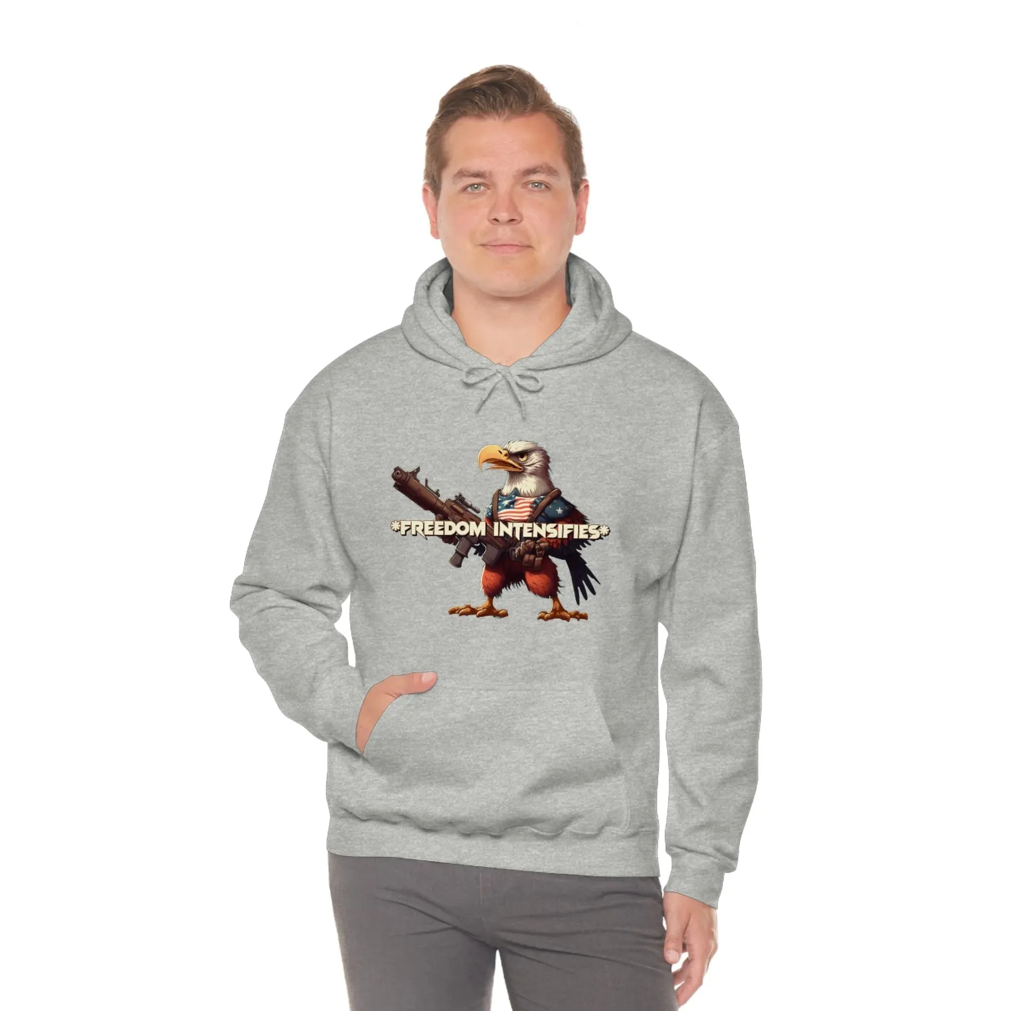 Freedom Intensifies Patriotic Eagle Unisex Heavy Blend™ Hooded Sweatshirt