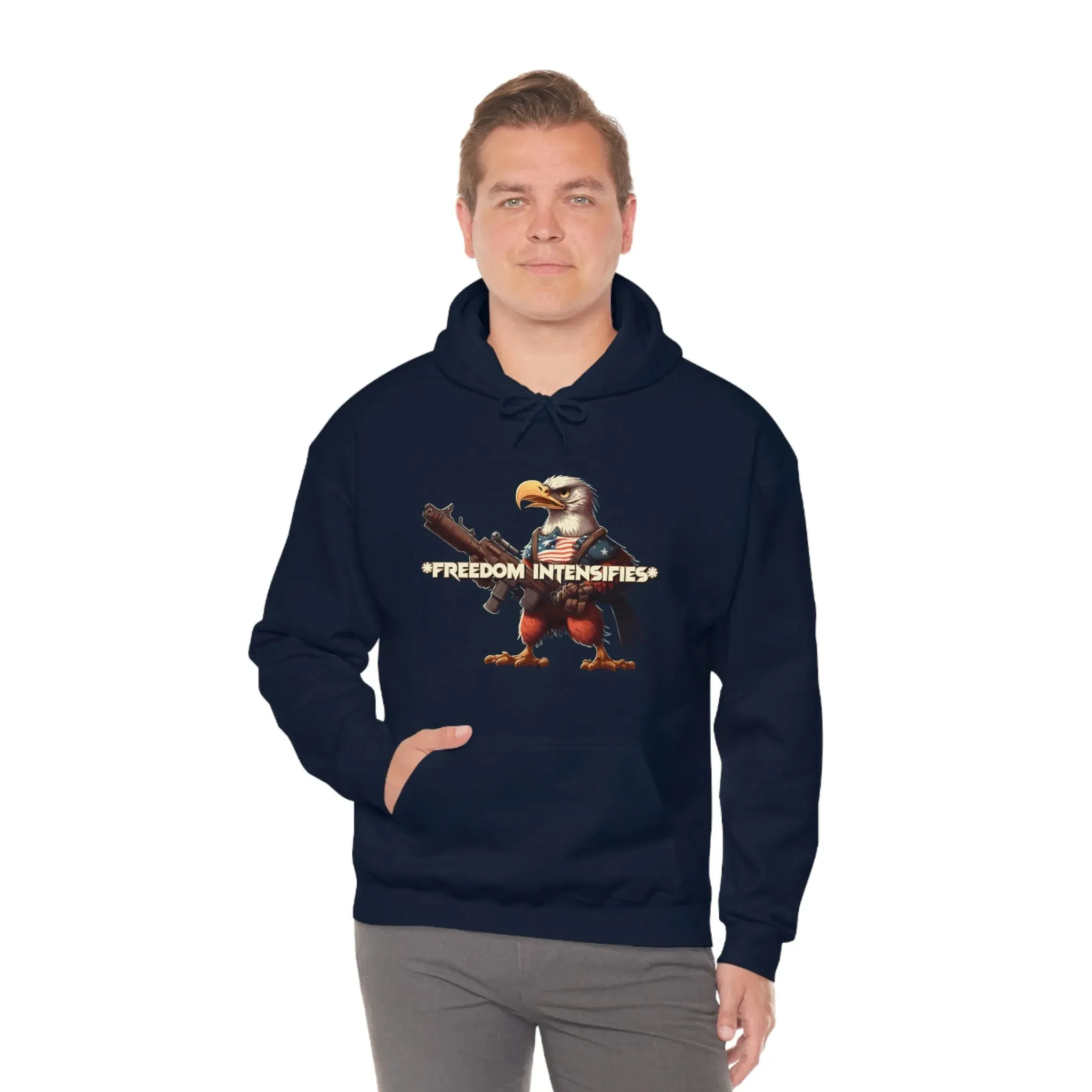 Freedom Intensifies Patriotic Eagle Unisex Heavy Blend™ Hooded Sweatshirt