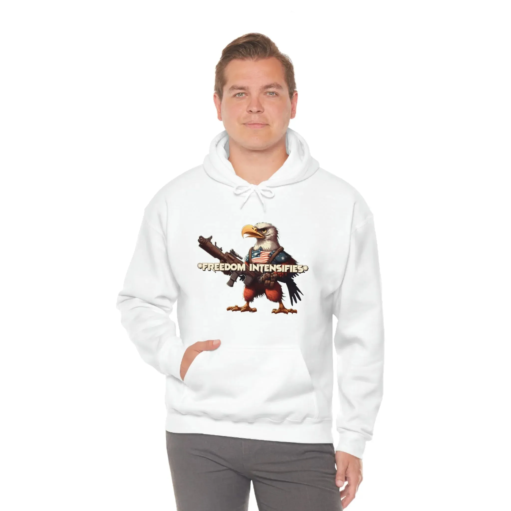 Freedom Intensifies Patriotic Eagle Unisex Heavy Blend™ Hooded Sweatshirt