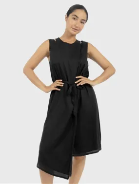 Funchal TENCEL Modal Asymmetric Wrap Dress | Black