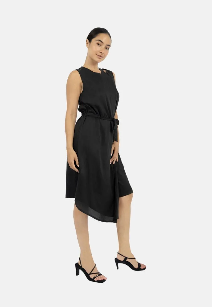 Funchal TENCEL Modal Asymmetric Wrap Dress | Black