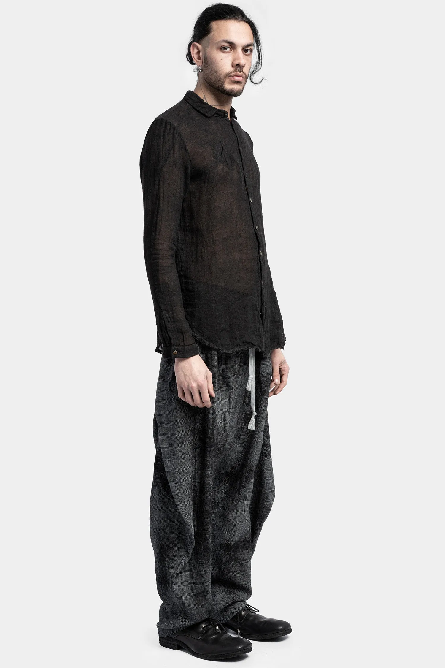 Gauze linen shirt, Black